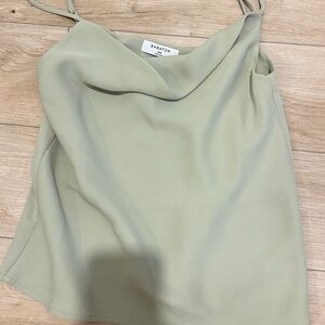 Babaton Green Asymmetrical Camisole Sleeveless Top